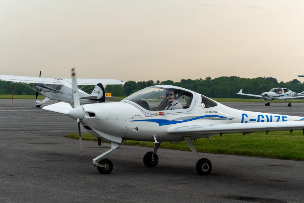 Diamond training aircraft parked on the airport apron


