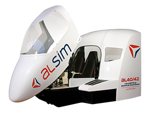 ALSIM AL4x advanced flight simulator with enclosed cockpit and instructor access

